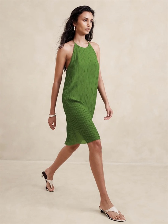 Banana Republic Dresses & Skirts - Banana‎ Republic green halter plisse shift dress pleated summer resort vacation